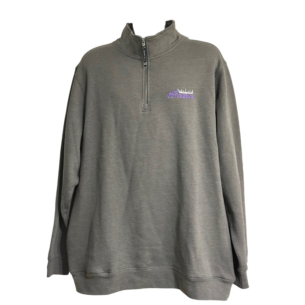 Charles River Mens XXL Gray Quarter Zip Pullover The Coronation Embroidery Sweat
